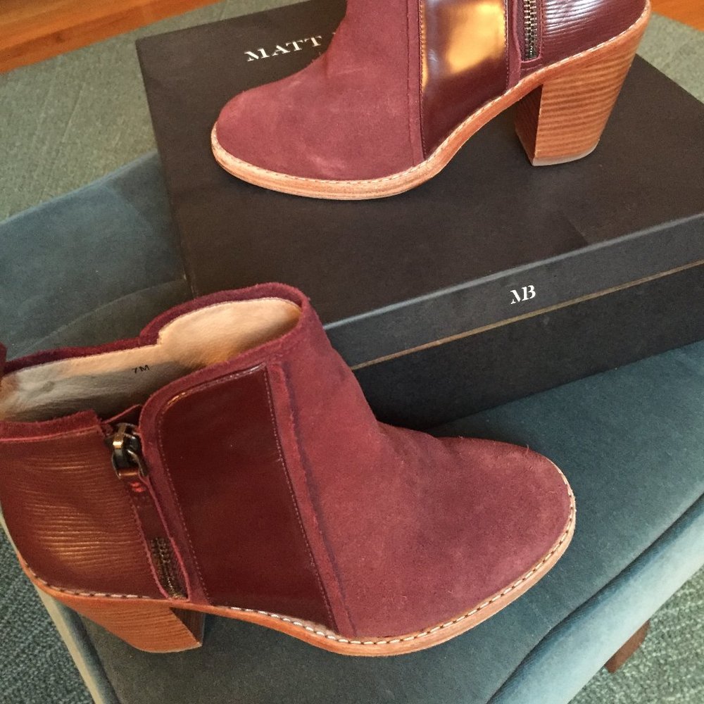 Matt Bernson burgundy suede zip ankle boots